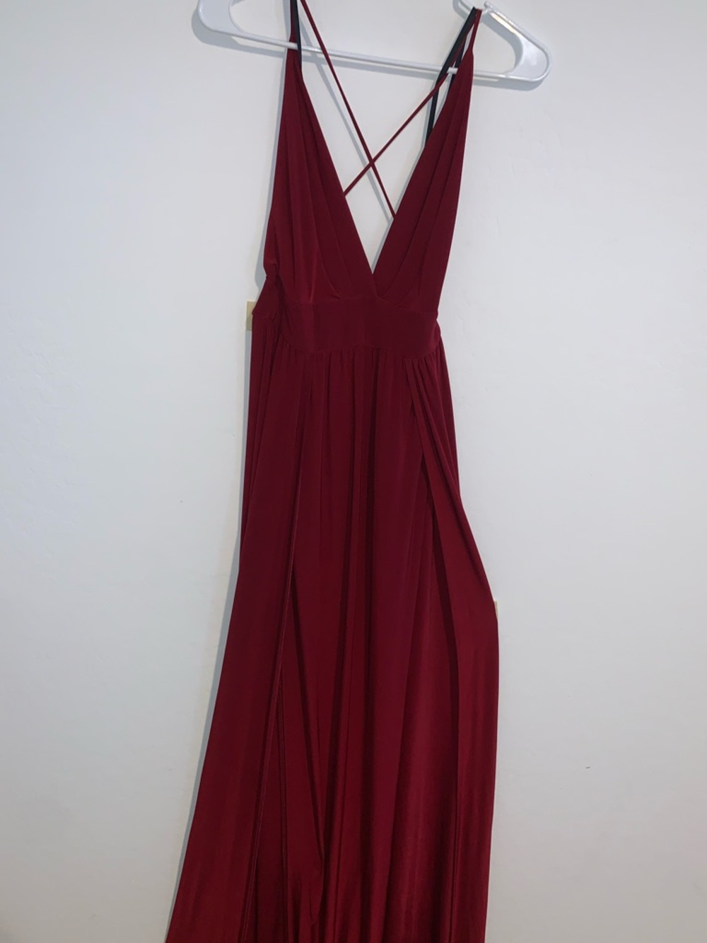 Burgundy Plunge Maxi Dress with Double High Slits by Windsor - Picture 2 of 7